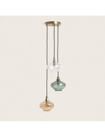 Suspension Métal et Verre 3  Spots Blas