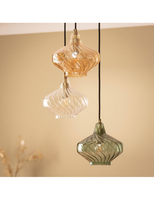 Suspension Métal et Verre 3  Spots Blas