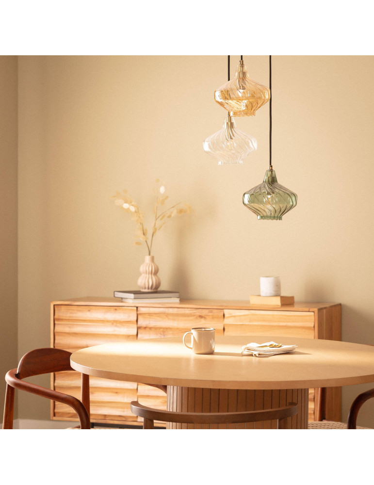 Suspension Métal et Verre 3  Spots Blas