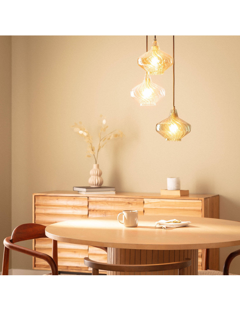 Suspension Métal et Verre 3  Spots Blas