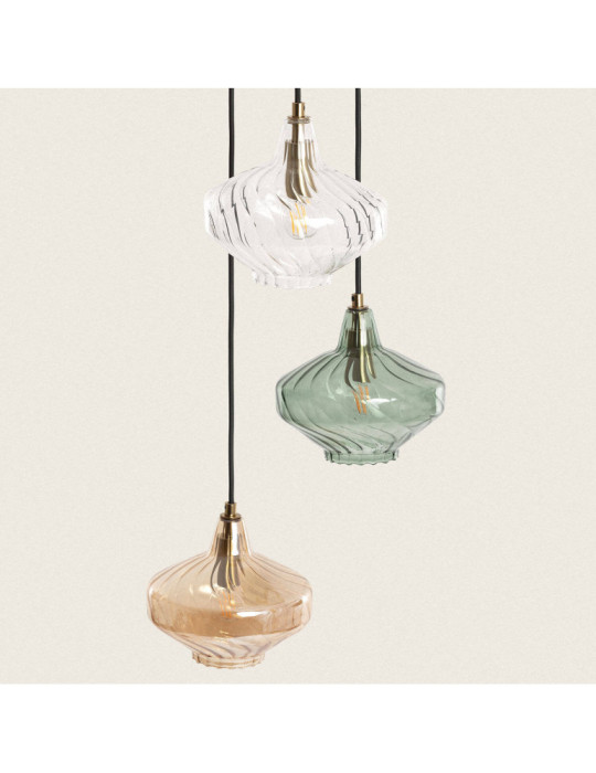 Suspension Métal et Verre 3  Spots Blas