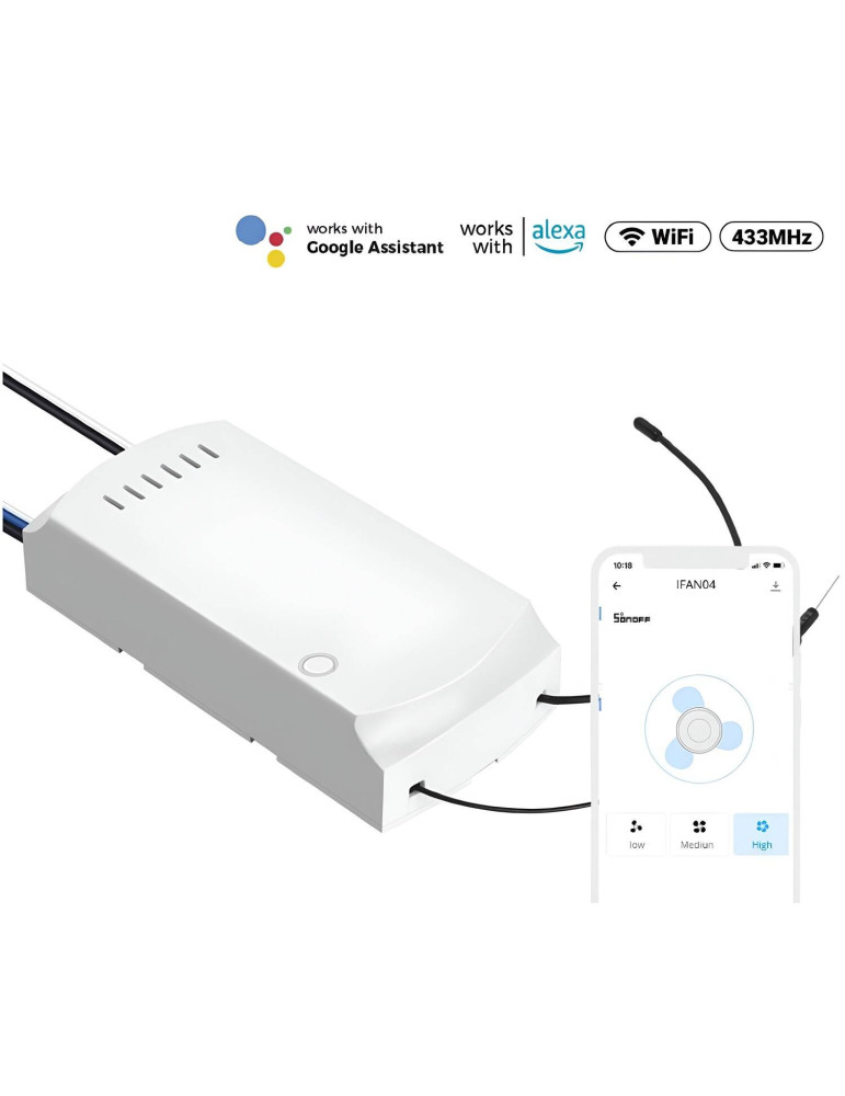 Contrôleur WiFi pour Ventilateur de Plafond AC SONOFF IFAN04-H Contrôleur WiFi pour Ventilateur de Plafond AC SONOFF IFAN04-H