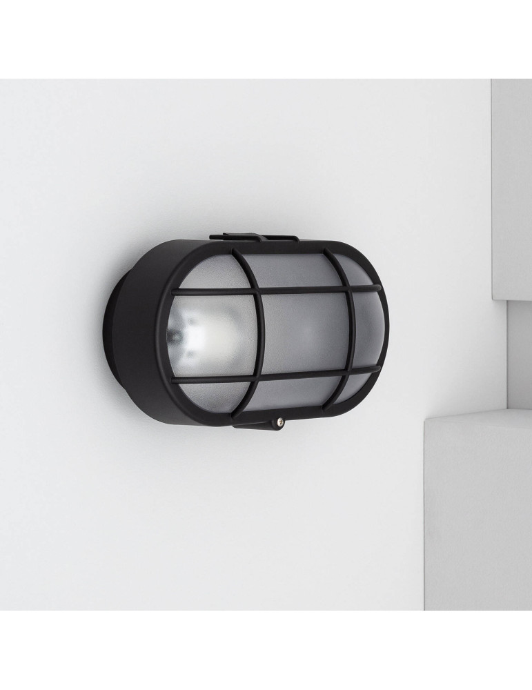 Plafonnier Extérieur Ovale à Grille Hublot 220x120 mm