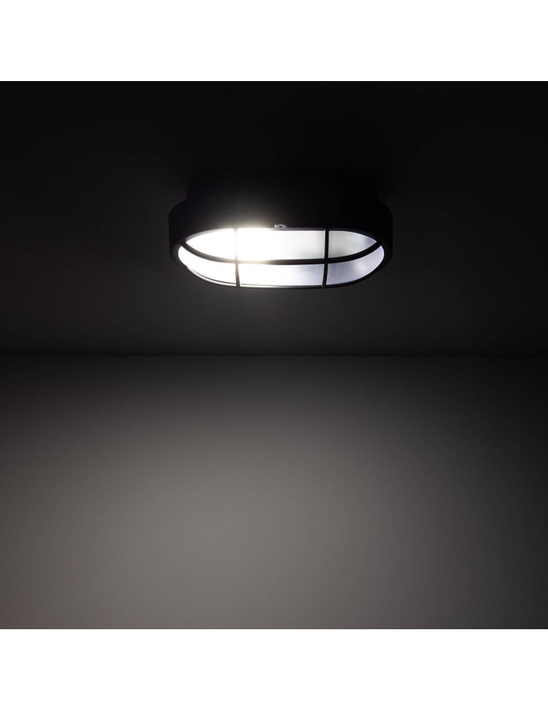 Plafonnier Extérieur Ovale à Grille Hublot 220x120 mm