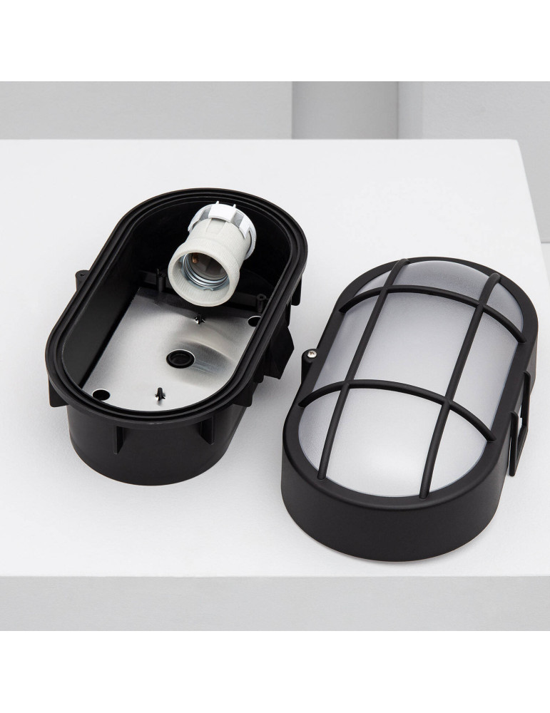 Plafonnier Extérieur Ovale à Grille Hublot 220x120 mm