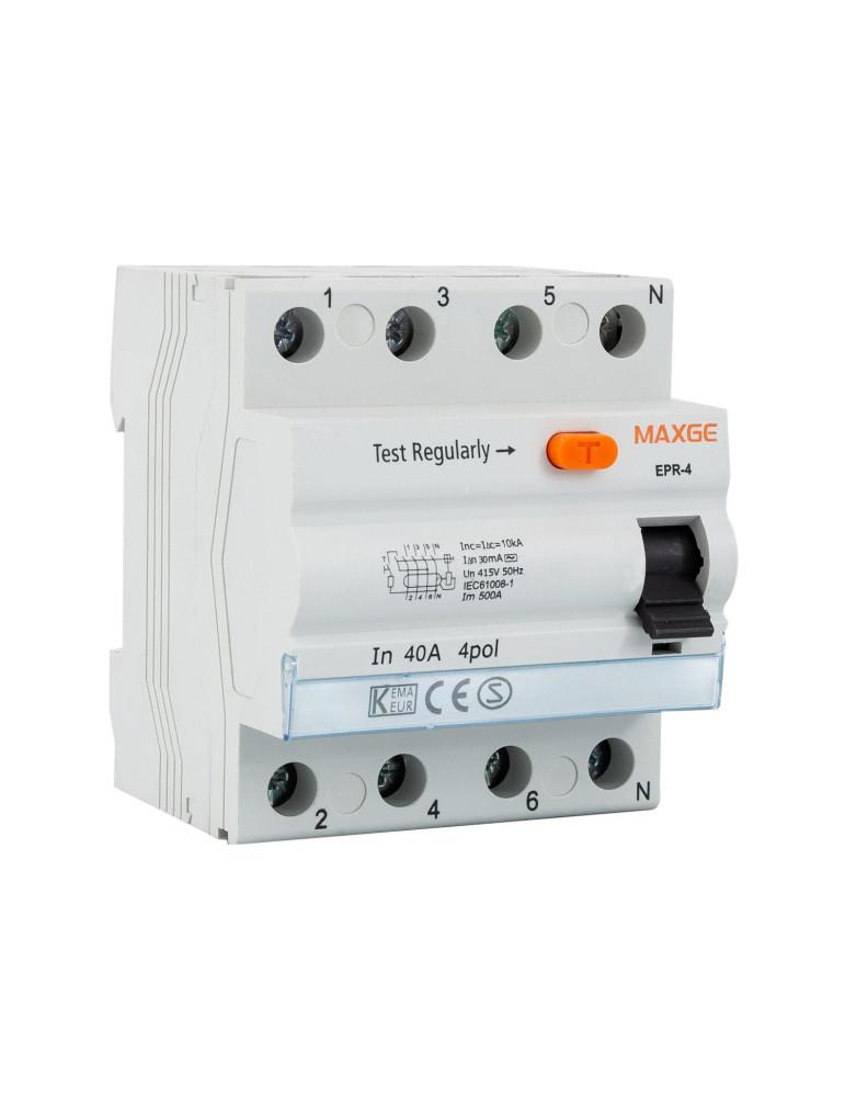 Interrupteur Différentiel Industriel 4P-30mA 25-40A Class AC-10kA MAXGE