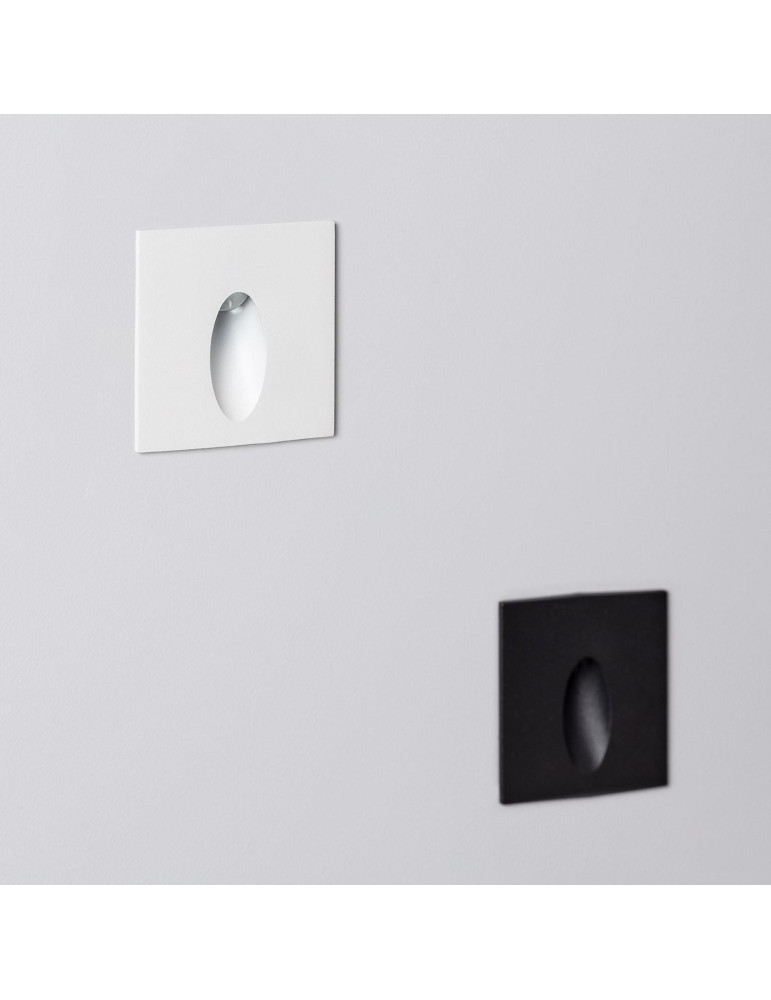 Balise LED Extérieure 3W Encastrable au Mur Carée Bombée Wabi Noire