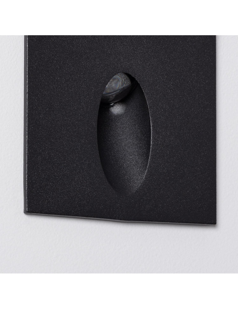 Balise LED Extérieure 3W Encastrable au Mur Carée Bombée Wabi Noire