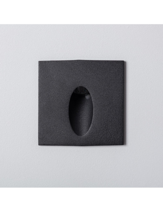 Balise LED Extérieure 3W Encastrable au Mur Carée Bombée Wabi Noire