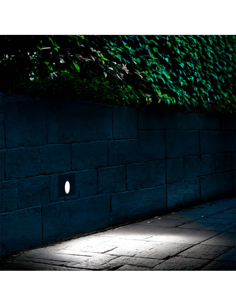 Balise LED Extérieure 3W Encastrable au Mur Carée Bombée Wabi Noire