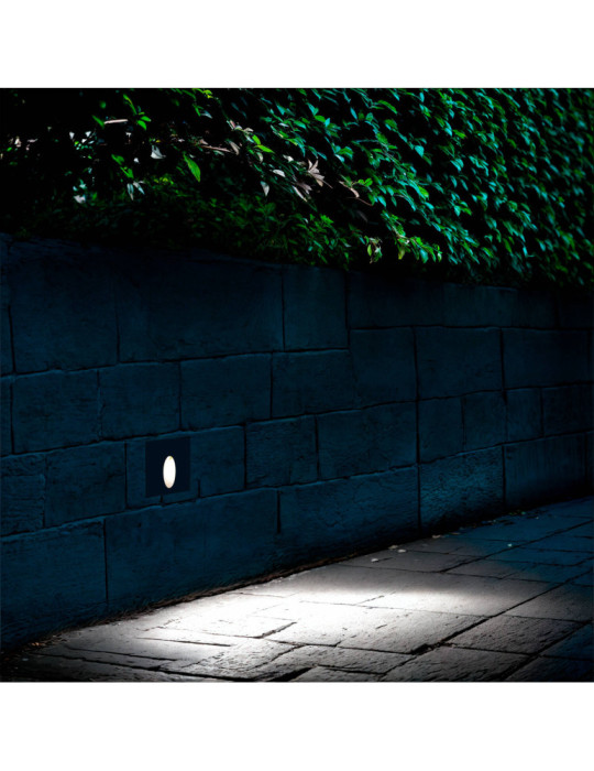 Balise LED Extérieure 3W Encastrable au Mur Carée Bombée Wabi Noire