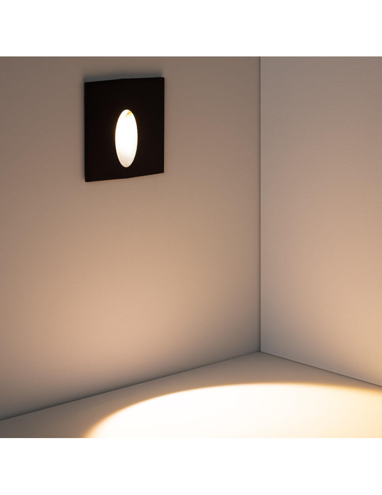 Balise LED Extérieure 3W Encastrable au Mur Carée Bombée Wabi Noire