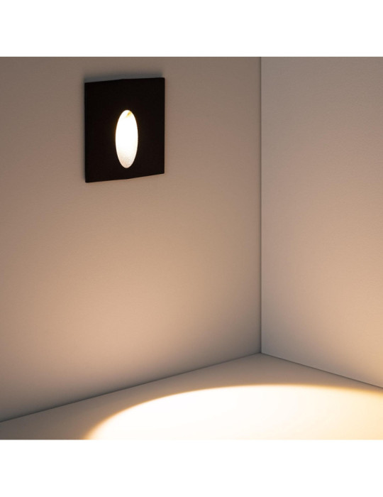 Balise LED Extérieure 3W Encastrable au Mur Carée Bombée Wabi Noire