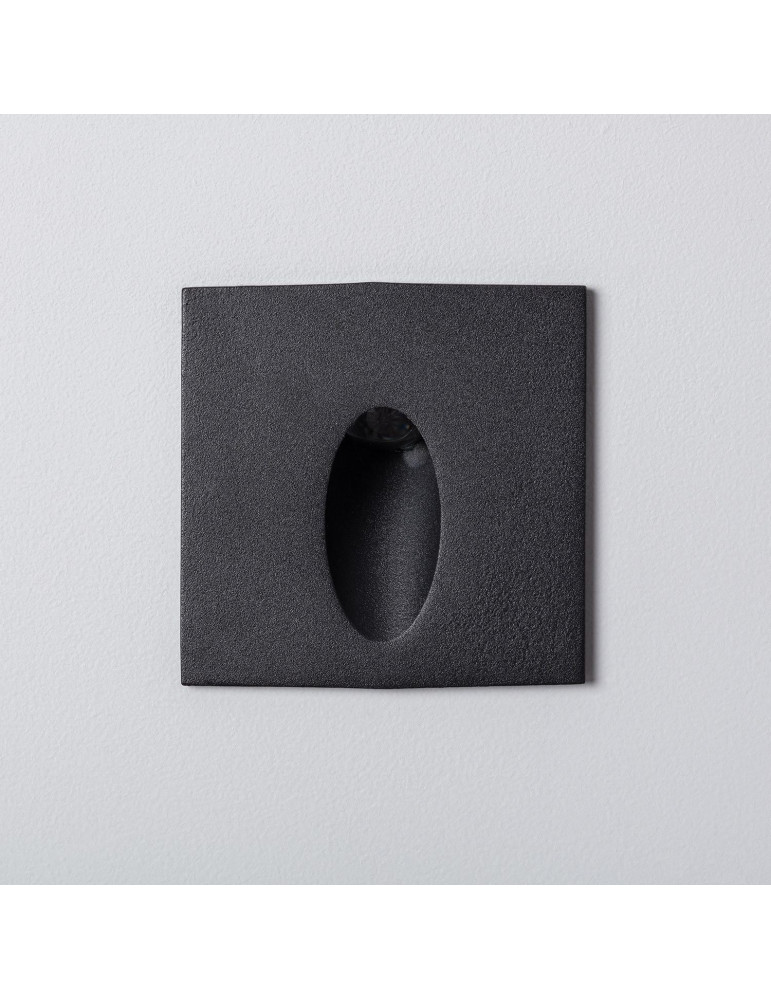Balise LED Extérieure 3W Encastrable au Mur Carée Bombée Wabi Noire