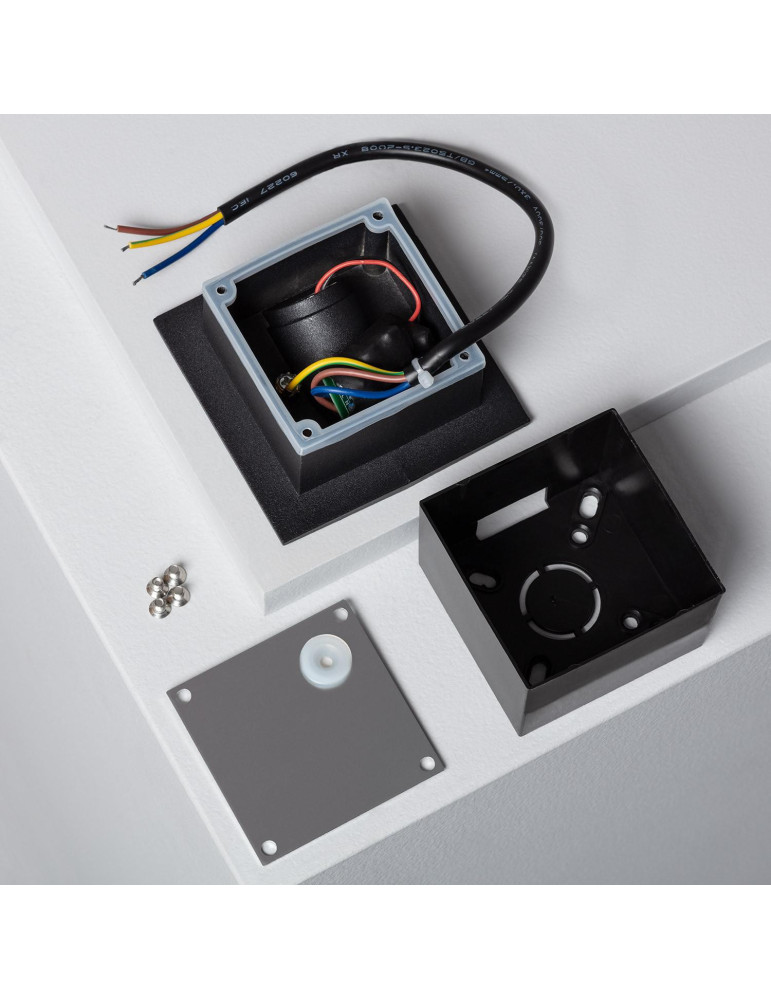 Balise LED Extérieure 3W Encastrable au Mur Carée Bombée Wabi Noire