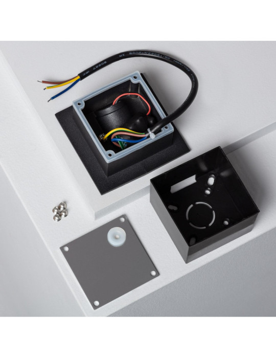 Balise LED Extérieure 3W Encastrable au Mur Carée Bombée Wabi Noire