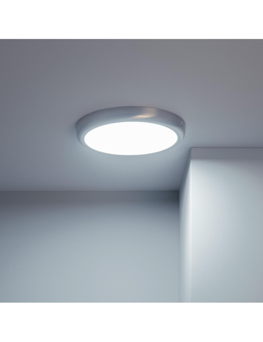 Plafonnier LED Rond Métal 24W Design Silver Ø300mm
