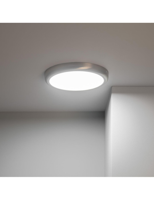 Plafonnier LED Rond Métal 24W Design Silver Ø300mm