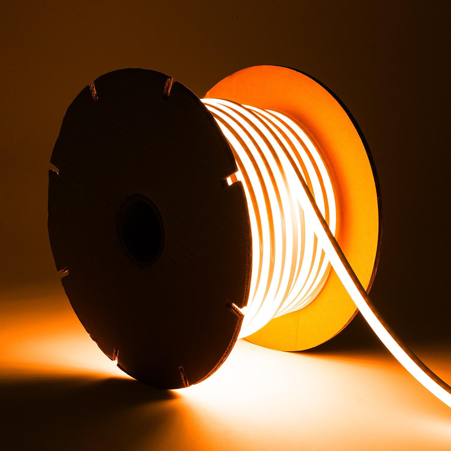 Bobine Ruban Néon LED Dimmable 220V SFLEX8 50 Mètres IP65 Coupe à chaque 100cm Orange