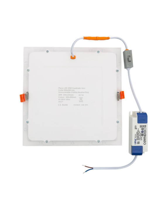 Dalle LED 20W Carrée CCT Microprismatique LIFUD Coupe 200x200 mm