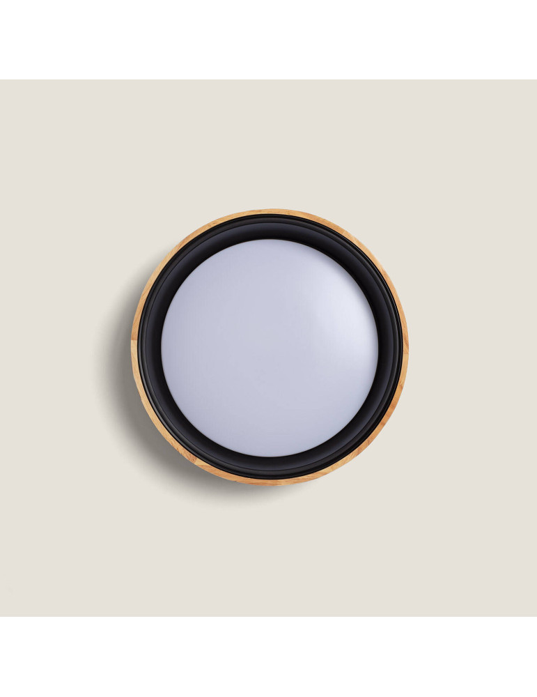 Plafonnier LED Rond Bois 15W CCT Sélectionnable Dari Ø370 mm