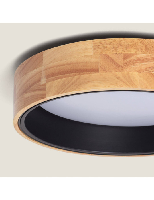 Plafonnier LED Rond Bois 15W CCT Sélectionnable Dari Ø370 mm