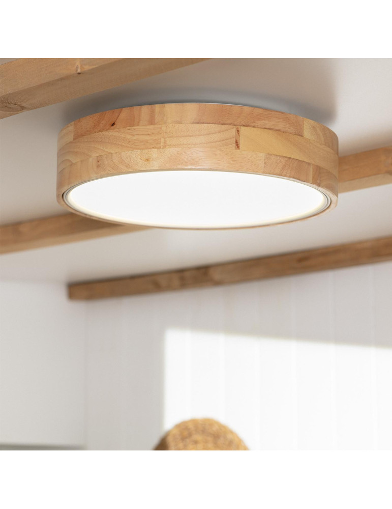 Plafonnier LED Rond Bois 15W CCT Sélectionnable Dari Ø370 mm