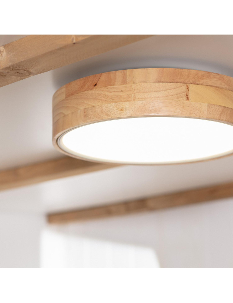 Plafonnier LED Rond Bois 15W CCT Sélectionnable Dari Ø370 mm