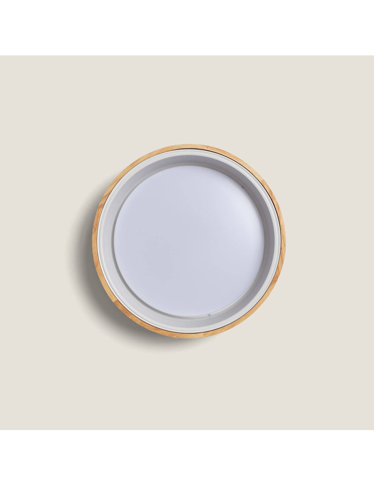 Plafonnier LED Rond Bois 15W CCT Sélectionnable Dari Ø370 mm