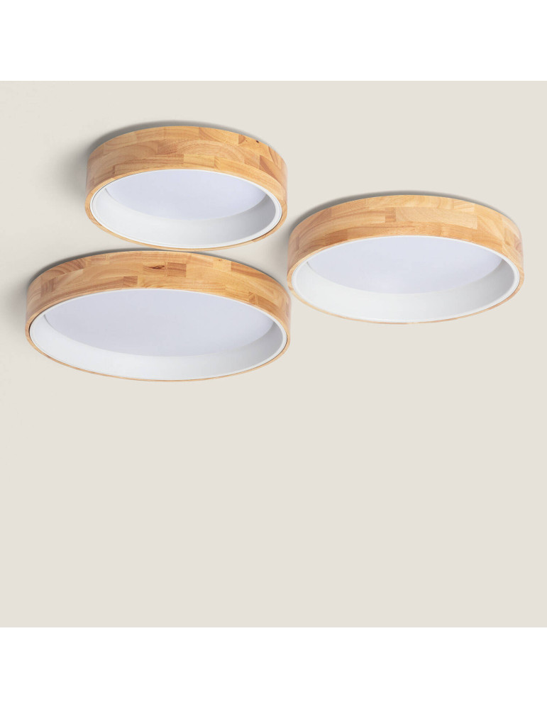 Plafonnier LED Rond Bois 15W CCT Sélectionnable Dari Ø370 mm