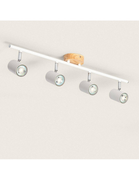 Plafonnier Orientable Bois et Métal 4 Spots Albus
