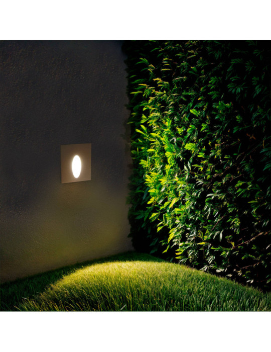 Balise LED Extérieure 3W Encastrable au Mur Carée Bombée Wabi Blanche