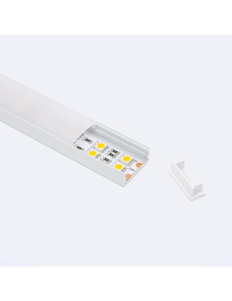Profilé Aluminium en Saillie avec Capot Continu pour Double Ruban LED jusqu'à 20 mm