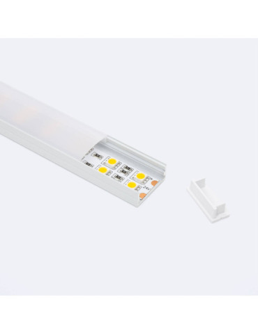 Profilé Aluminium en Saillie avec Capot Continu pour Double Ruban LED jusqu'à 20 mm
