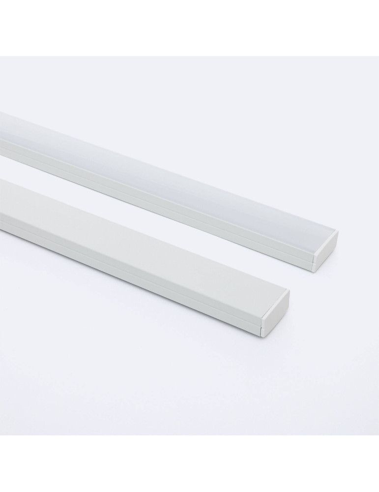 Profilé Aluminium en Saillie avec Capot Continu pour Double Ruban LED jusqu'à 20 mm