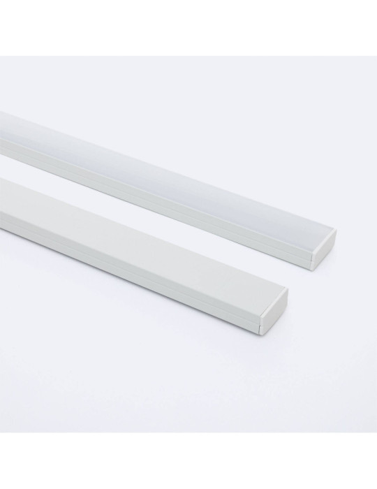 Profilé Aluminium en Saillie avec Capot Continu pour Double Ruban LED jusqu'à 20 mm