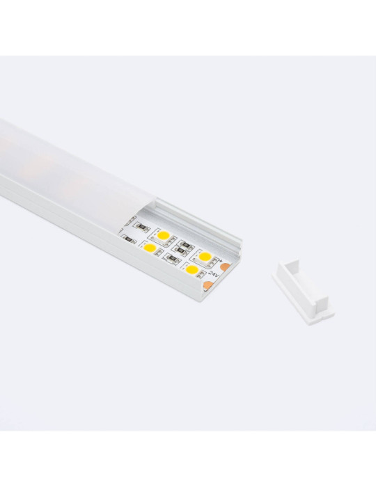 Profilé Aluminium en Saillie avec Capot Continu pour Double Ruban LED jusqu'à 20 mm