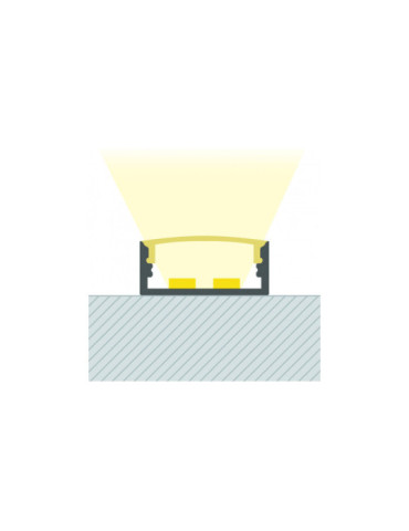 Profilé Aluminium en Saillie avec Capot Continu pour Double Ruban LED jusqu'à 20 mm
