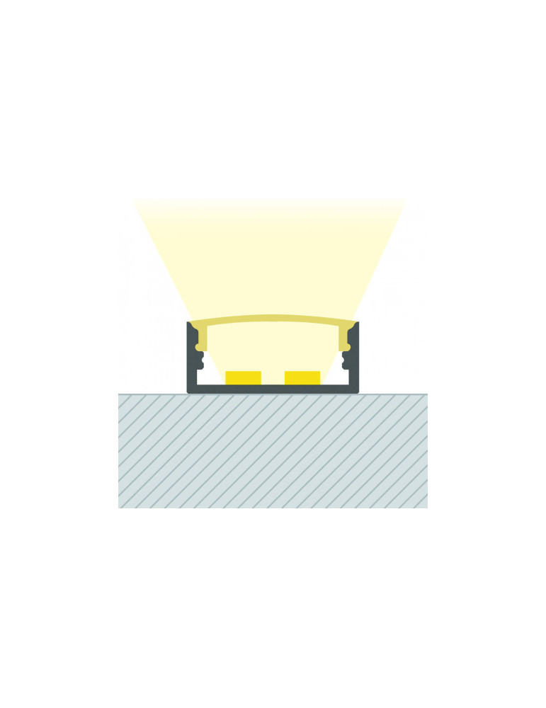 Profilé Aluminium en Saillie avec Capot Continu pour Double Ruban LED jusqu'à 20 mm