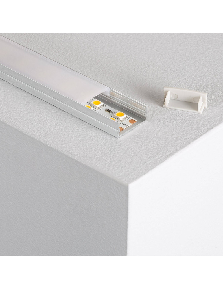 Profilé Aluminium en Saillie avec Capot Continu pour Double Ruban LED jusqu'à 20 mm