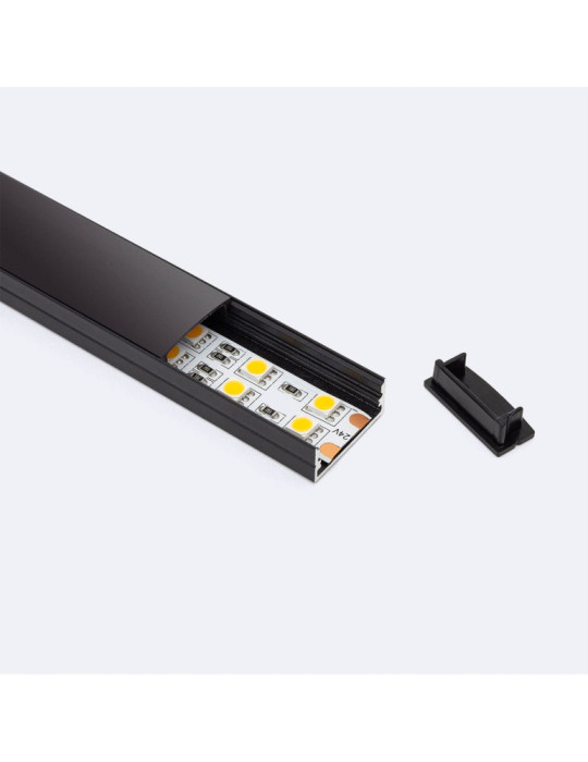 Profilé Aluminium en Saillie avec Capot Continu pour Double Ruban LED jusqu'à 20 mm