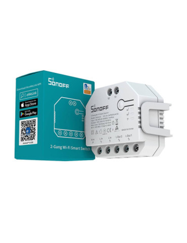 Interrupteur WiFi Compteur d'Énergie Compatible avec Interrupteur Conventionnel SONOFF Dual R3 Lite 15A
