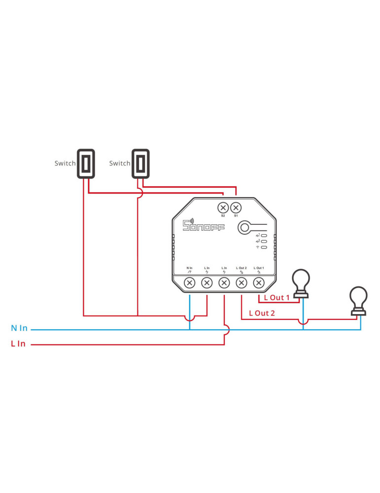 Interrupteur WiFi Compteur d'Énergie Compatible avec Interrupteur Conventionnel SONOFF Dual R3 Lite 15A