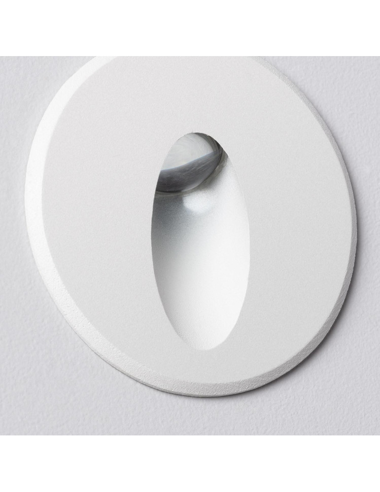 Balise LED Extérieure 3W Encastrable au Mur Ronde Bombée Wabi Blanche