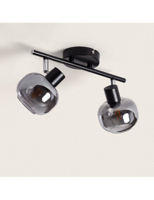 Plafonnier Orientable Métal et Verre 2 Spots Romsy