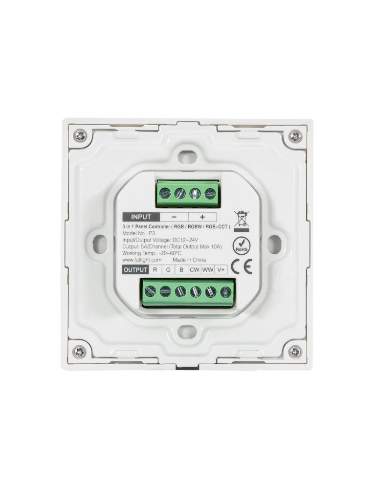 Contrôleur Variateur Mural Tactile LED RGB/RGBW/RGB+CCT 12/24 V DC RF MiBoxer P3