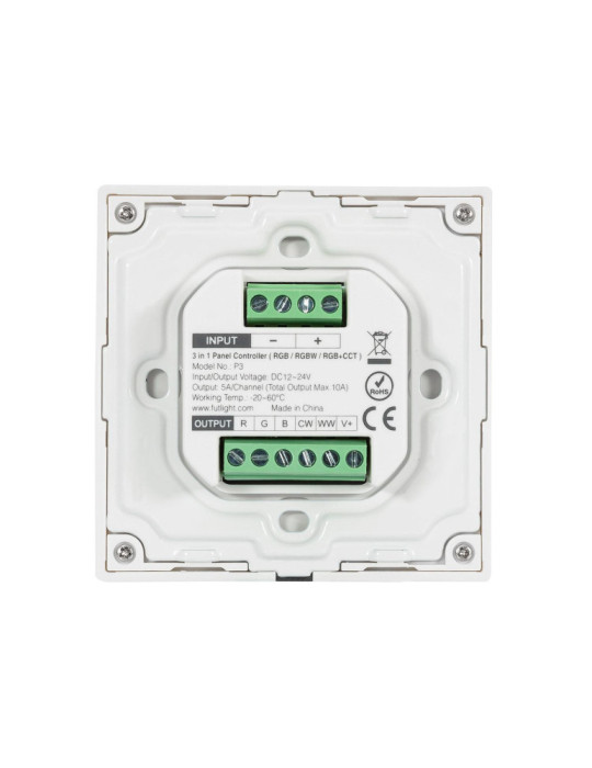 Contrôleur Variateur Mural Tactile LED RGB/RGBW/RGB+CCT 12/24 V DC RF MiBoxer P3