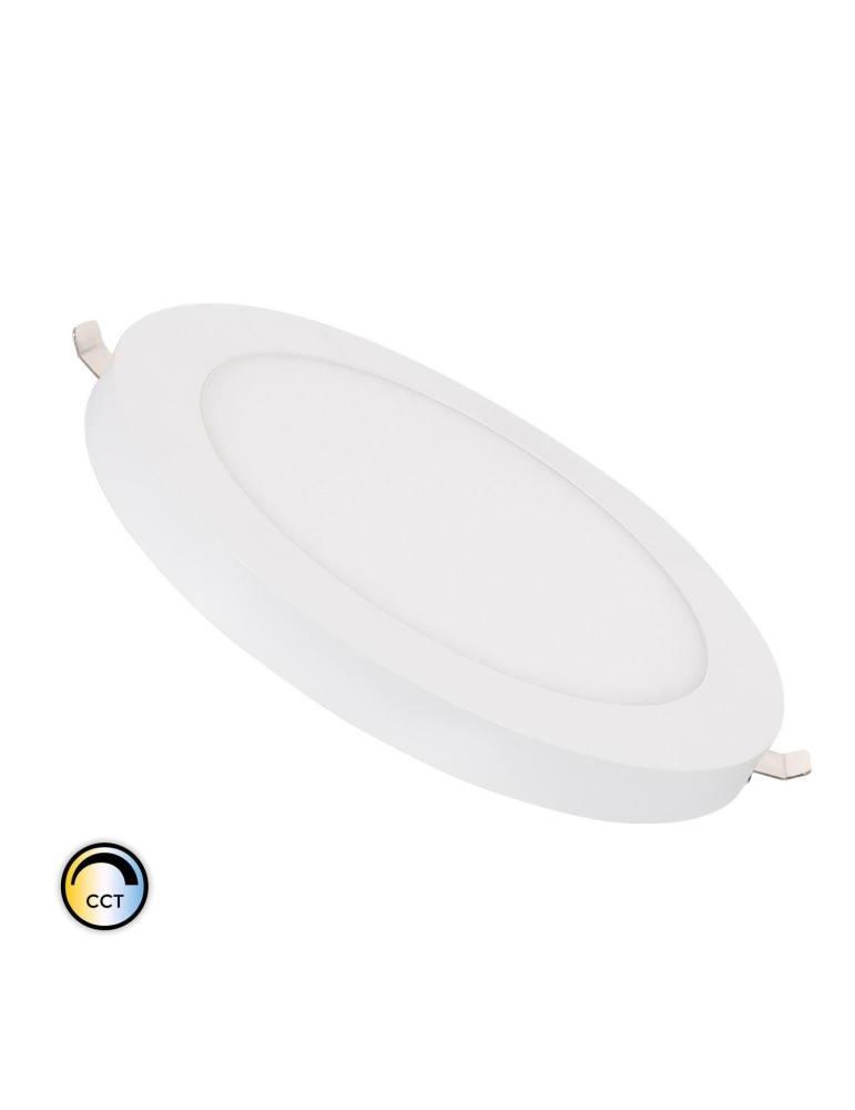 Dalle LED 18W CCT Sélectionnable Ronde Coupe Ajustable Ø75-210 mm avec Cadre Aluminium Dalle LED 18W CCT Sélectionnable Ronde Coupe Ajustable Ø75-210 mm avec Cadre Aluminium