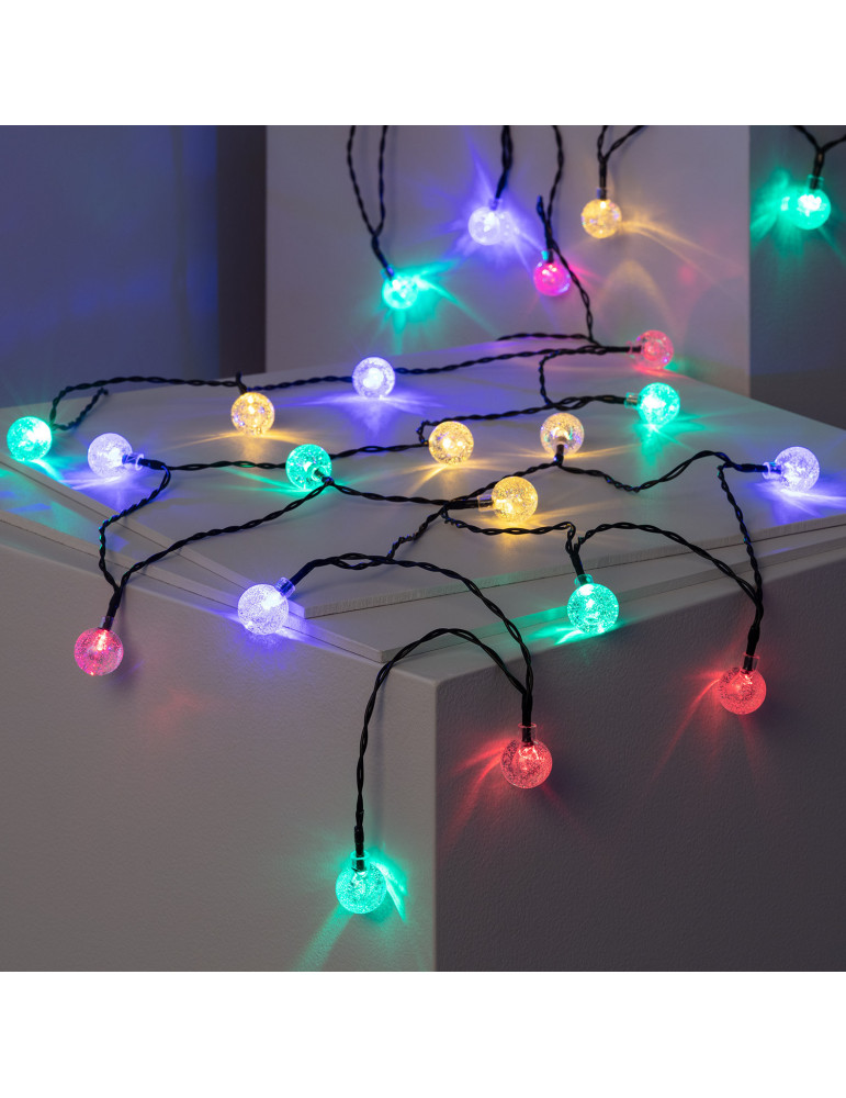 Guirnalda SnowFlakeBalls LED con Cargador Solar