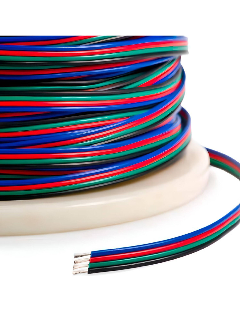 Câble Électrique Plat Gaine 4x0.5mm² pour les Rubans LED RGB